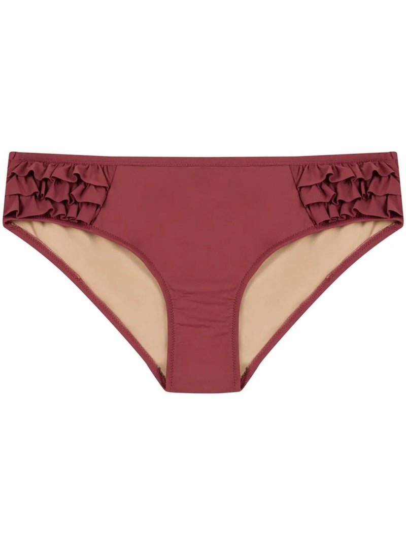 Eleni frill slip bikini hipster penti Rosso bordeaux - Kiabi