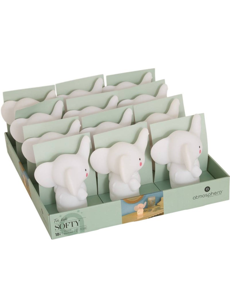 Elephant child nightlight softy white 14,5x13x10,5 cm Bianco - Kiabi