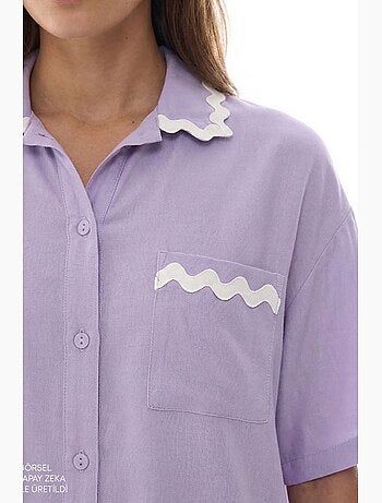 Ella completo pigiama con camicia, pizzo, maniche corte e shorts penti