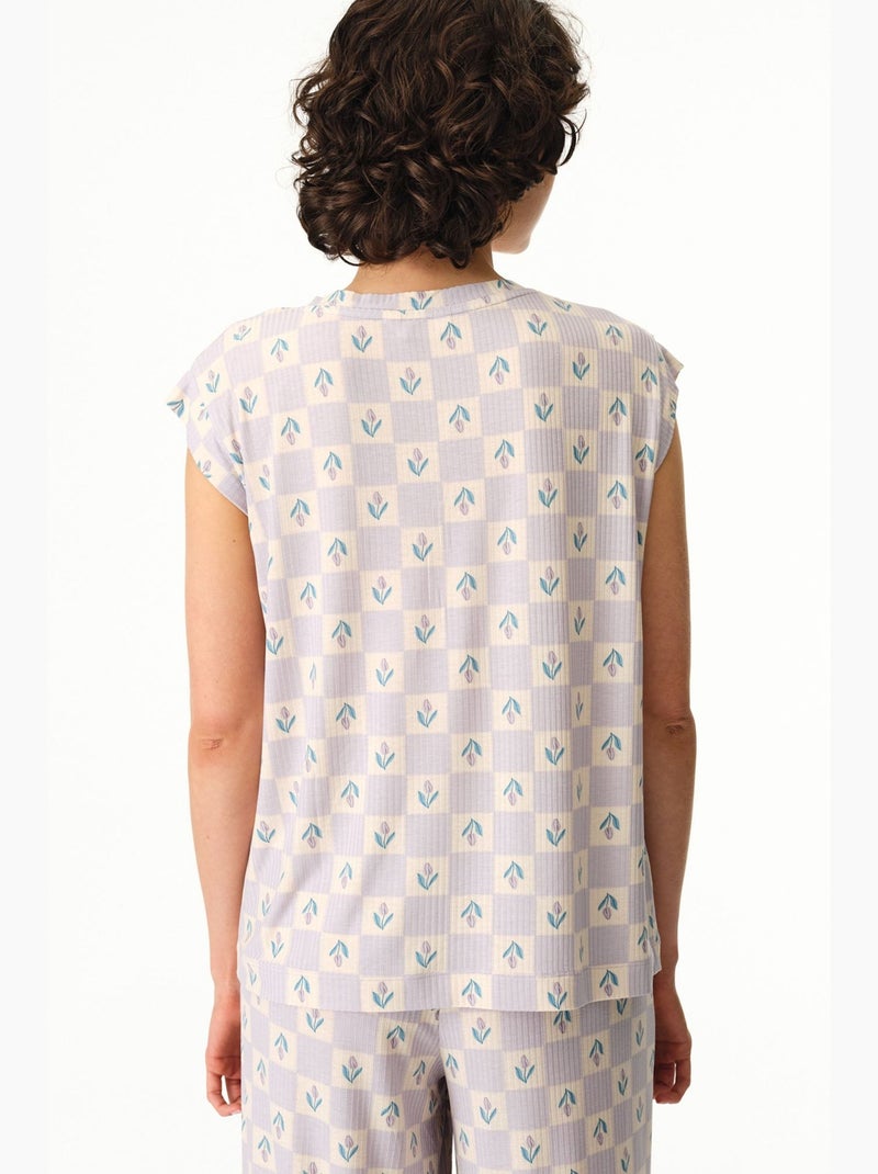Ella stampato a quadretti vichy, t-shirt a maniche corte, top pigiama penti Bianco - Kiabi