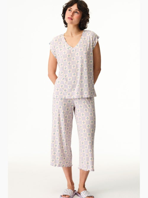 Ella stampato a quadretti vichy, t-shirt a maniche corte, top pigiama penti - Kiabi