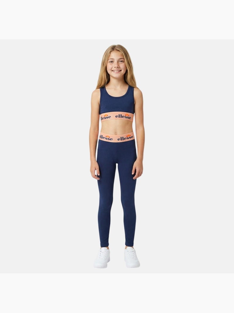 Ellesse - Completo bambina composto da t shirt corto reggiseno sportivo e leggings Blu marino - Kiabi