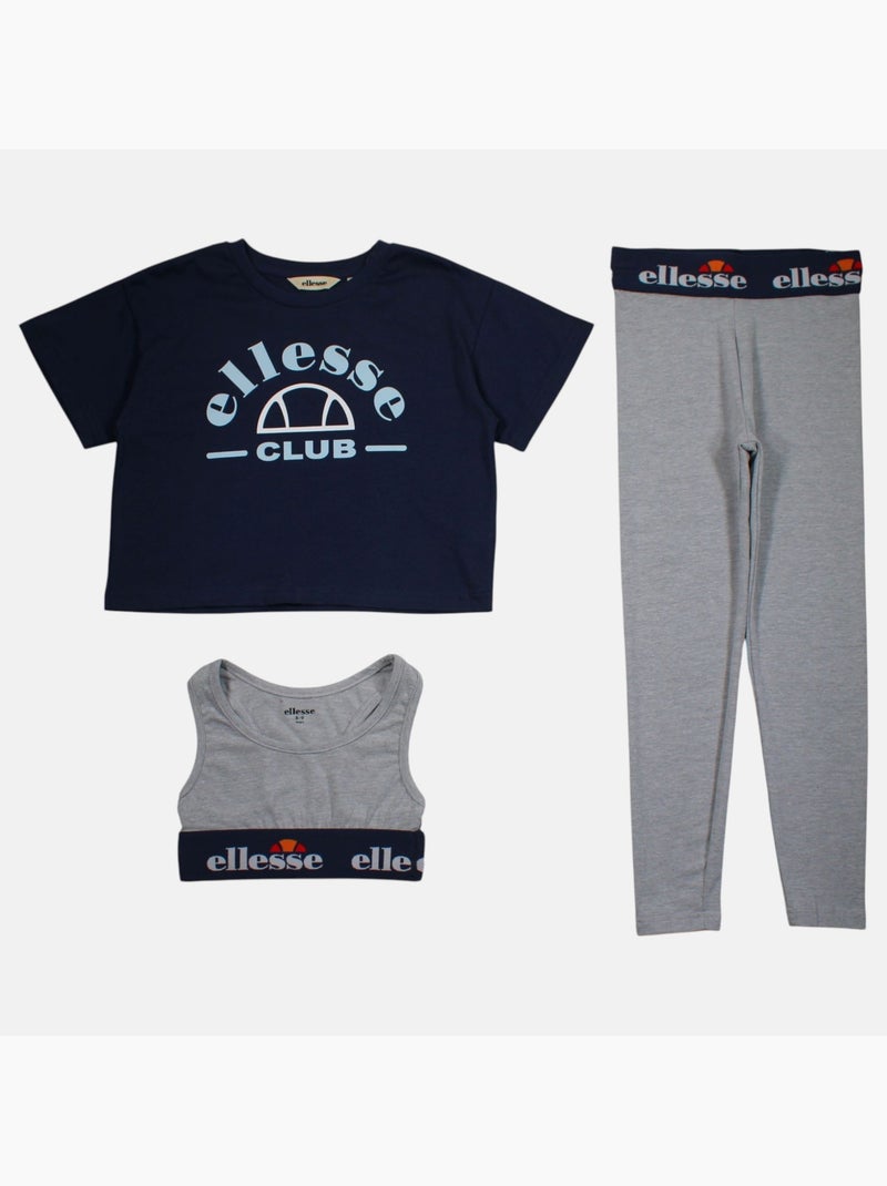 Ellesse - Completo bambina composto da t shirt corto reggiseno sportivo e leggings Grigio - Kiabi