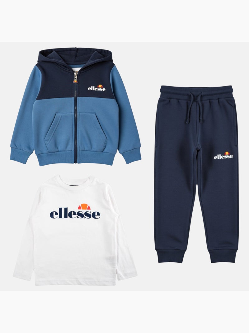 Ellesse - Set 3 pezzi: T-shirt, giacca con cappuccio e pantalone da jogging bambino Blu - Kiabi