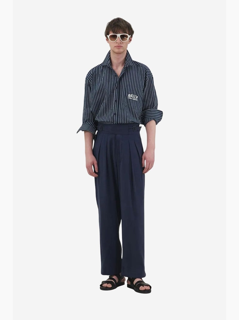 Embroidered striped long sleeve shirt giesto Blu marino - Kiabi