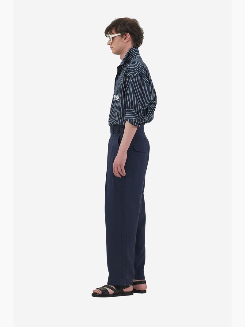 Embroidered striped long sleeve shirt giesto Blu marino - Kiabi