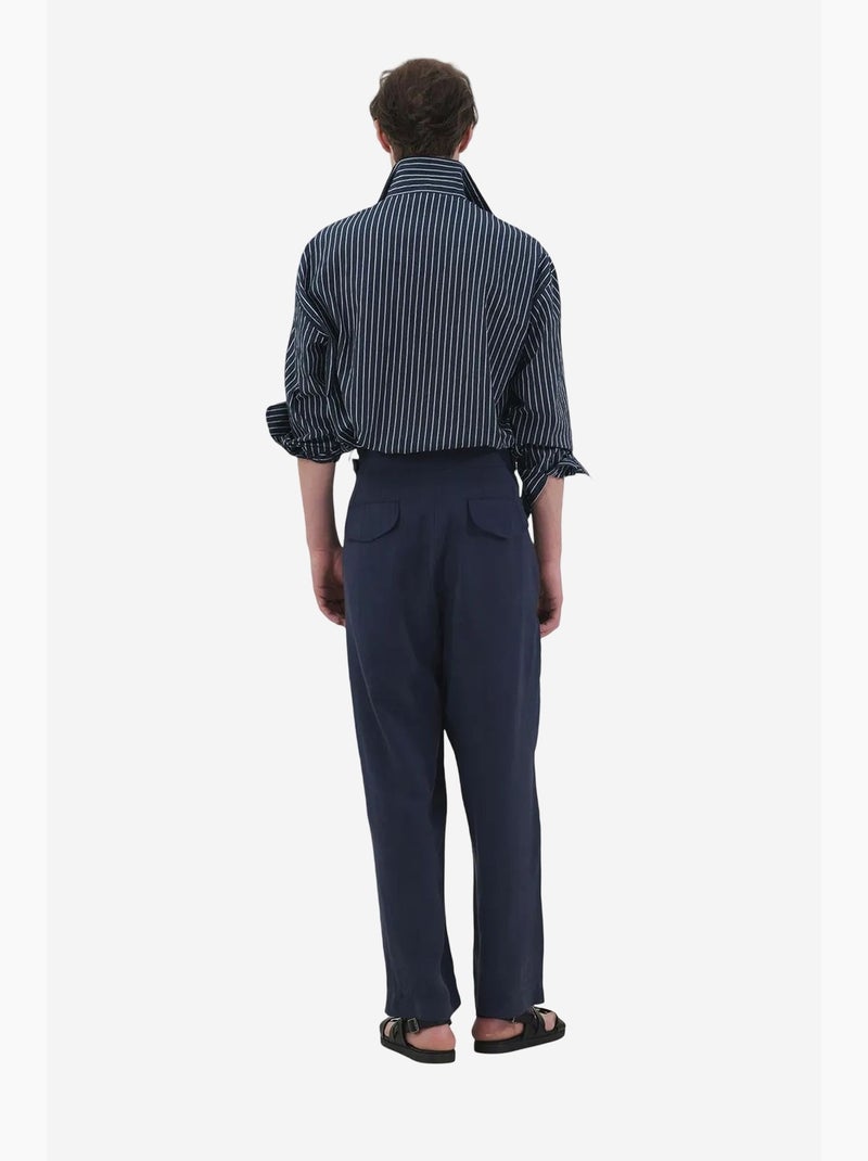 Embroidered striped long sleeve shirt giesto Blu marino - Kiabi