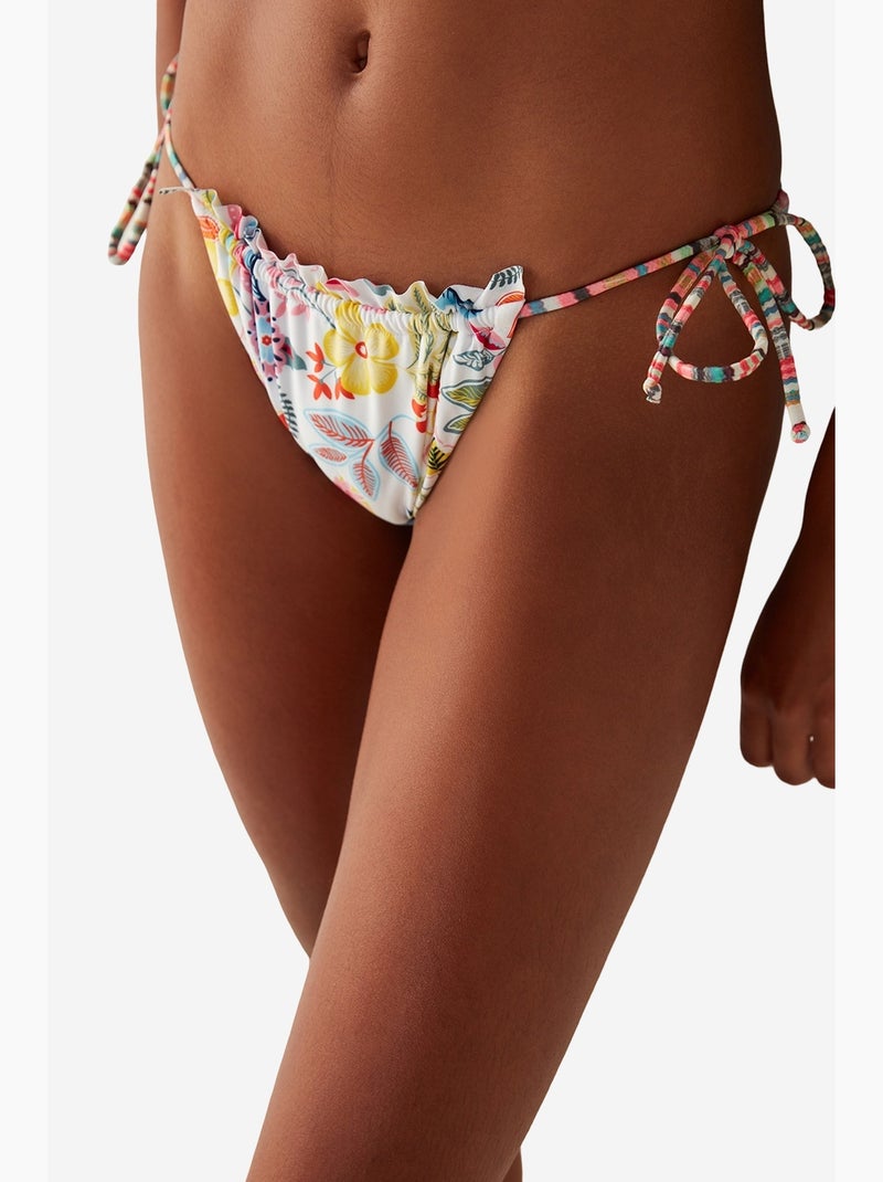 Escape slip bikini con stampa floreale e dettaglio volant penti Bianco - Kiabi
