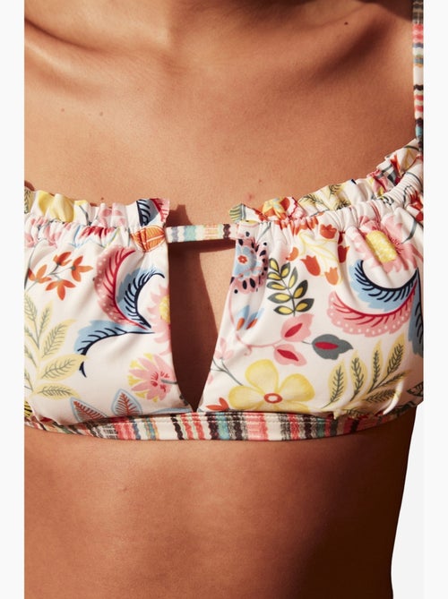 Escape top bikini senza spalline con stampa floreale e laccetti laterali penti - Kiabi