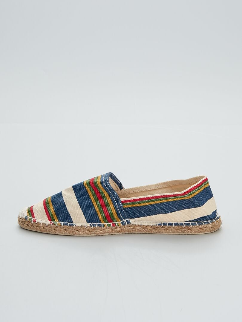 Espadrillas Unisex A Righe - Fatte A Mano In Spagna, Tela, Colore Bianco