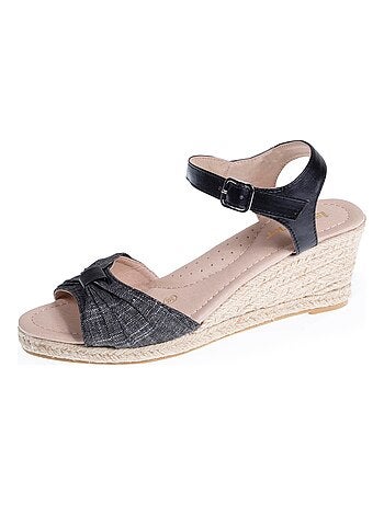 Espadrillas con tacco di 6 cm e punta aperta con fiocco Isotoner