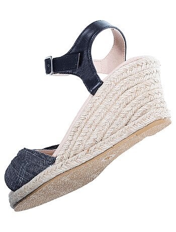 Espadrillas con tacco di 6 cm e punta aperta con fiocco Isotoner