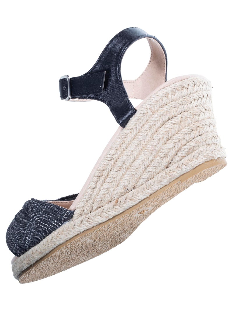 Espadrillas con tacco di 6 cm e punta aperta con fiocco  Isotoner Nero - Kiabi