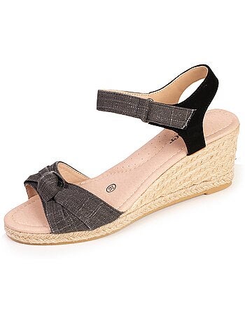 Espadrillas con tacco di 6 cm e punta aperta con fiocco Isotoner