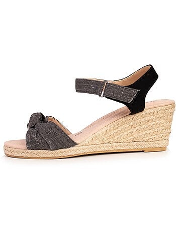 Espadrillas con tacco di 6 cm e punta aperta con fiocco Isotoner
