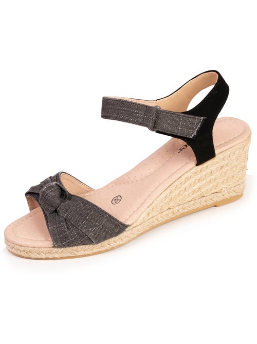 Espadrillas con tacco di 6 cm e punta aperta con fiocco  Isotoner - Kiabi