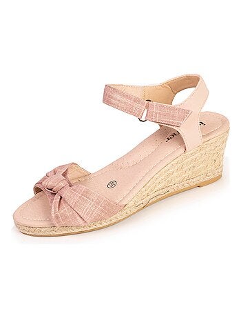 Espadrillas con tacco di 6 cm e punta aperta con fiocco Isotoner