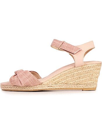 Espadrillas con tacco di 6 cm e punta aperta con fiocco Isotoner