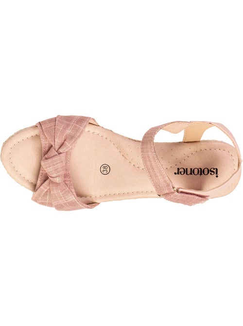 Espadrillas con tacco di 6 cm e punta aperta con fiocco  Isotoner - Kiabi