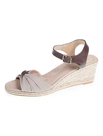 Espadrillas con tacco di 6 cm e punta aperta con fiocco Isotoner
