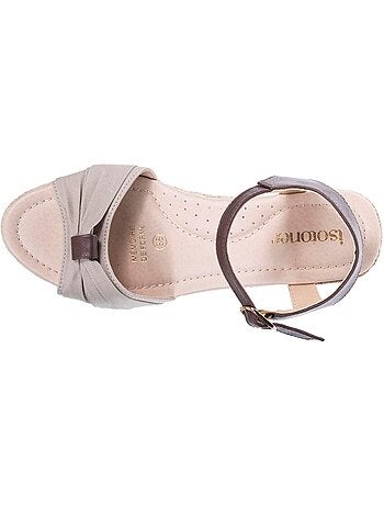 Espadrillas con tacco di 6 cm e punta aperta con fiocco Isotoner