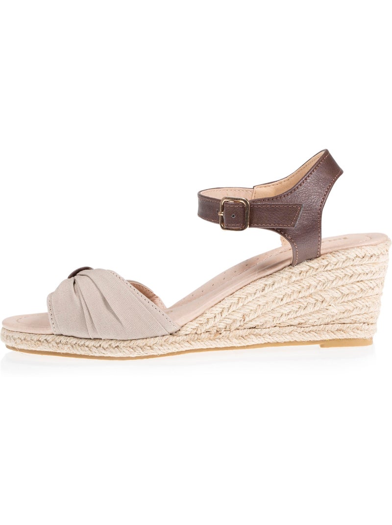 Espadrillas con tacco di 6 cm e punta aperta con fiocco  Isotoner Tortora - Kiabi