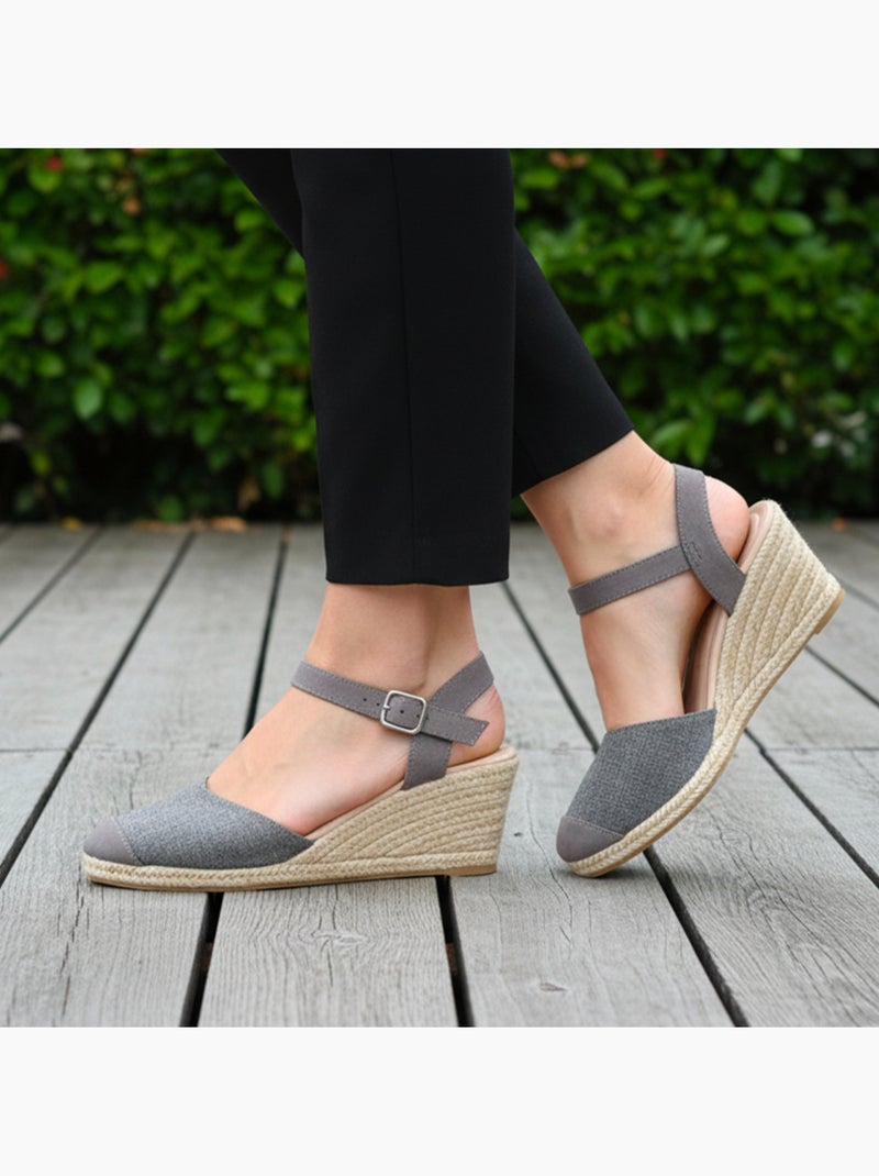 Espadrillas con tacco di 6 cm, suola ultraconfortevole e con memoria di forma  Isotoner Grigio grigio - Kiabi