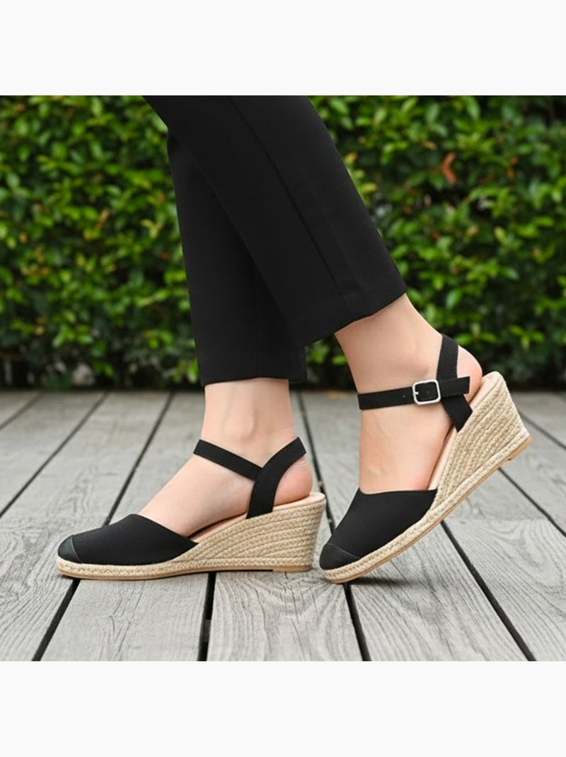 Espadrillas con tacco di 6 cm, suola ultraconfortevole e con memoria di forma  Isotoner Nero - Kiabi