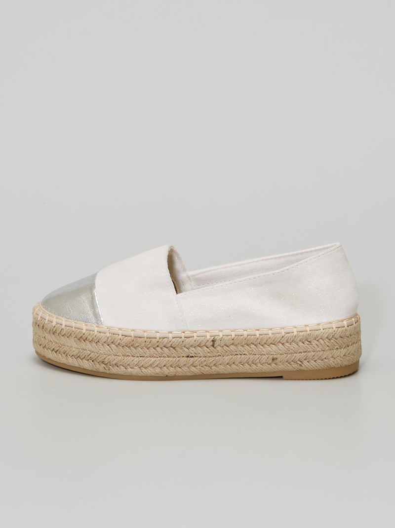 Espadrillas con zeppa in tela con paillettes bianco - Kiabi