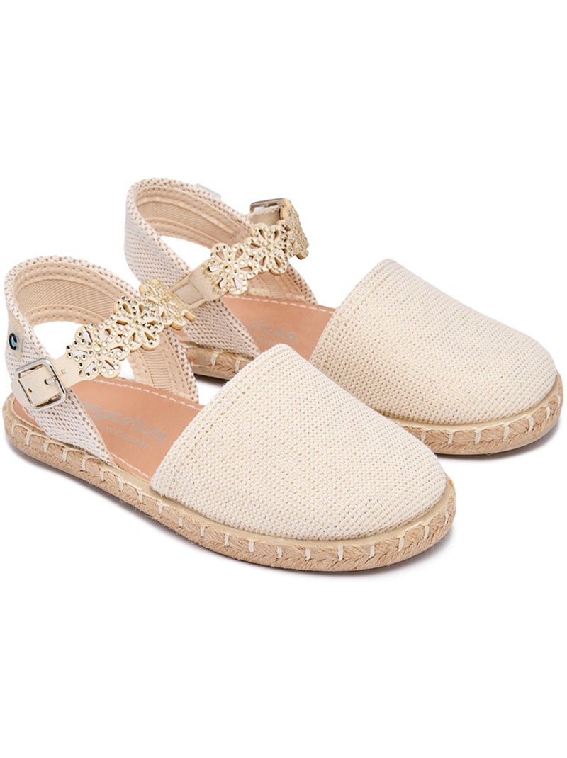 Espadrillas Conguitos Detalles Florales Oro - Kiabi
