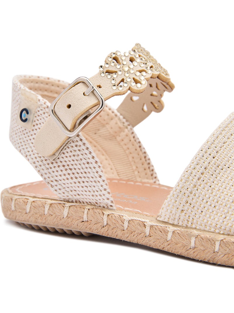 Espadrillas Conguitos Detalles Florales Oro - Kiabi