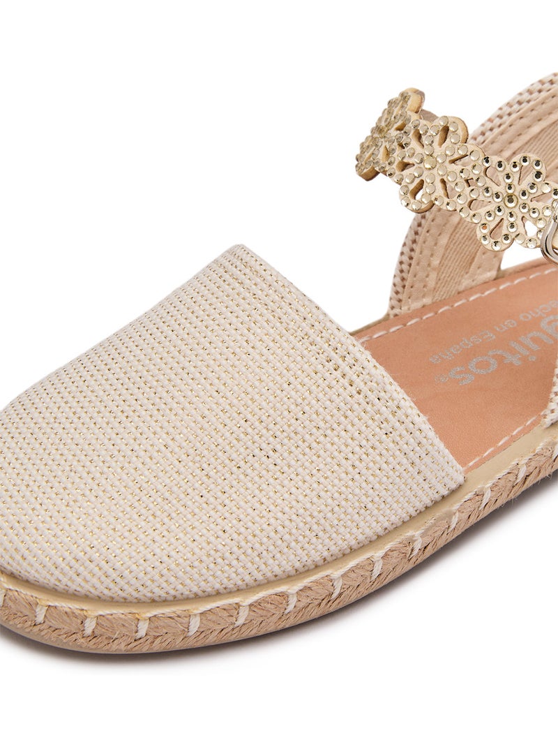 Espadrillas Conguitos Detalles Florales Oro - Kiabi