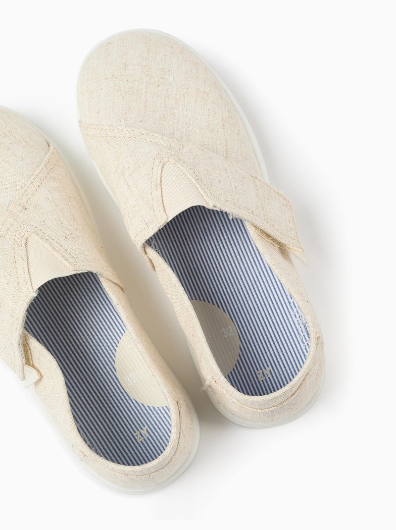 Espadrillas in lino con chiusura a strappo Beige chiaro - Kiabi