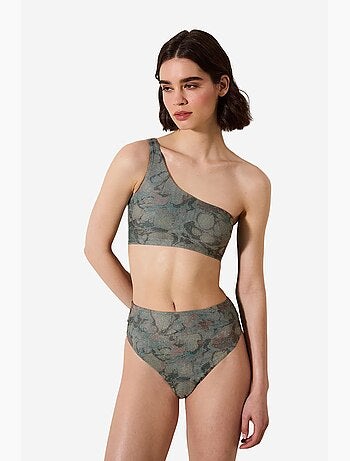 Estela vintage slip bikini a vita alta con dettaglio in mesh penti