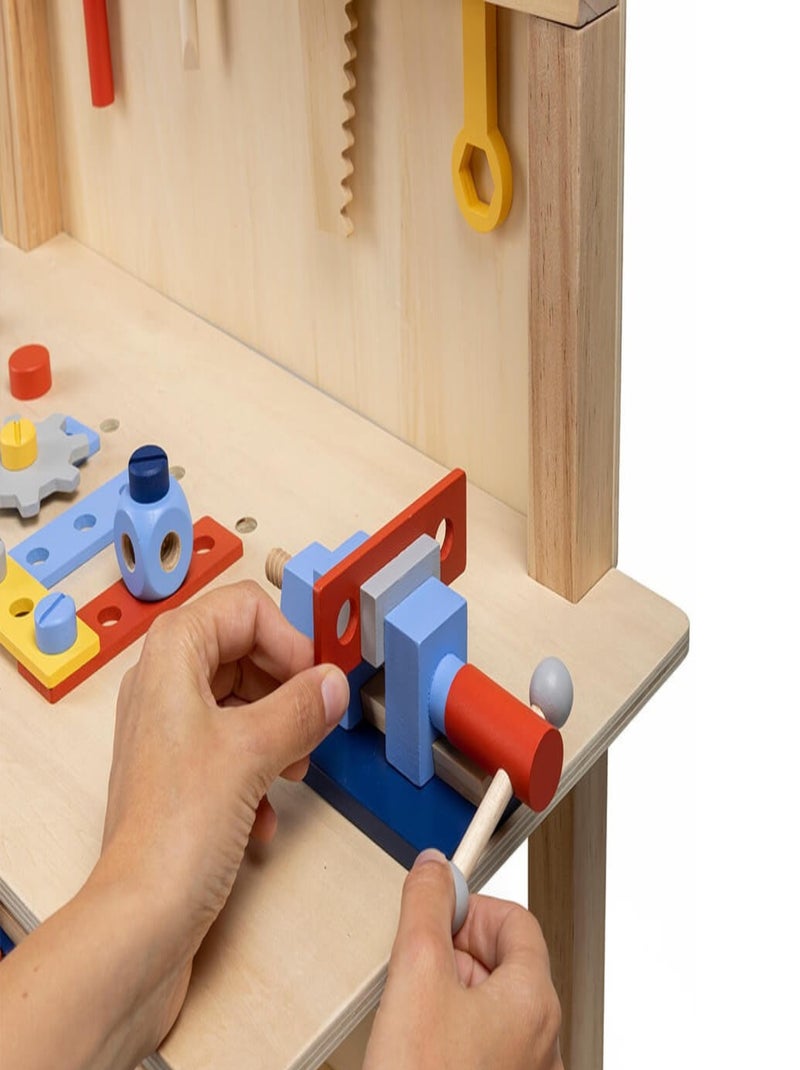 EUREKAKIDS - Banco da lavoro fai da te in legno per bambini - Dai 3 ai 12 anni Blu beige - Kiabi