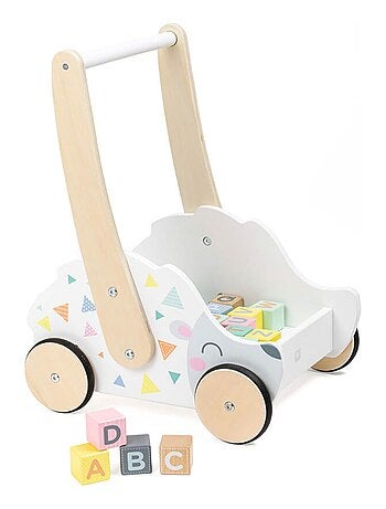 EUREKAKIDS - Carreto in legno con cubi da gioco - Da 18 mesi a 3 anni