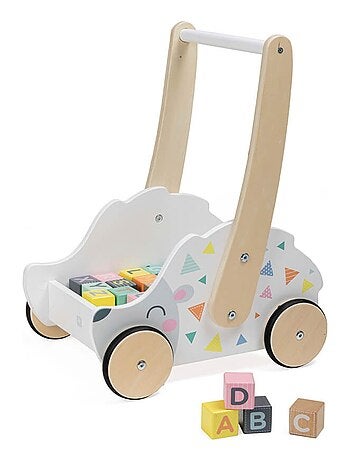 EUREKAKIDS - Carreto in legno con cubi da gioco - Da 18 mesi a 3 anni