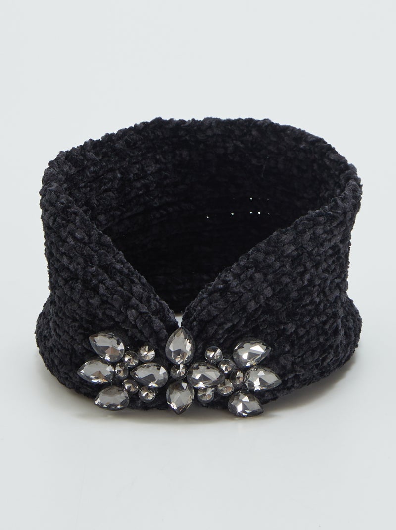 Fascia copriorecchie con strass NERO - Kiabi