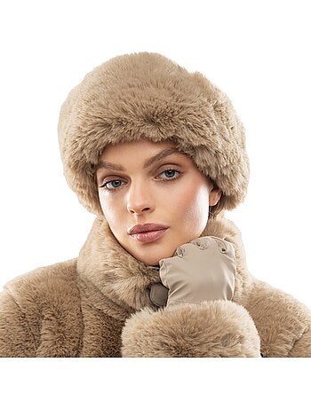 Fascia da sci retrò in pelliccia sintetica uomo e donna zeit camel