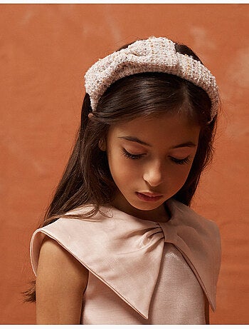 Fascia imbottita in tweed con fiocco sulla parte superiore