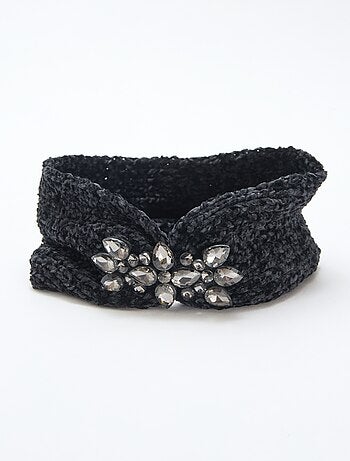 Fascia per capelli con gioiello tinta unita 24x13 cm