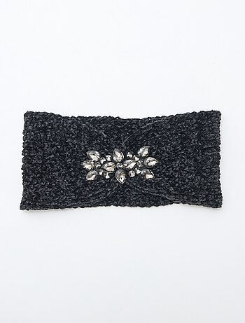 Fascia per capelli con gioiello tinta unita 24x13 cm