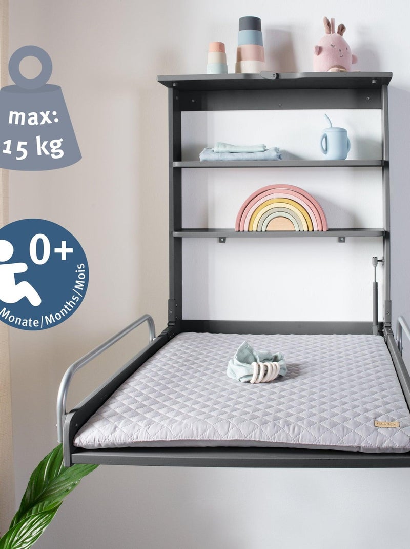 Fasciatoio a muro richiudibile + materassino impermeabile "Roba Style" Grigio antracite - Kiabi