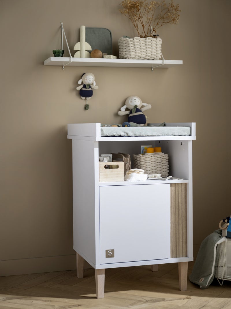Fasciatoio con dettaglio effetto legno testurizzato e gambe in - SAUTHON Bianco Marrone - Kiabi