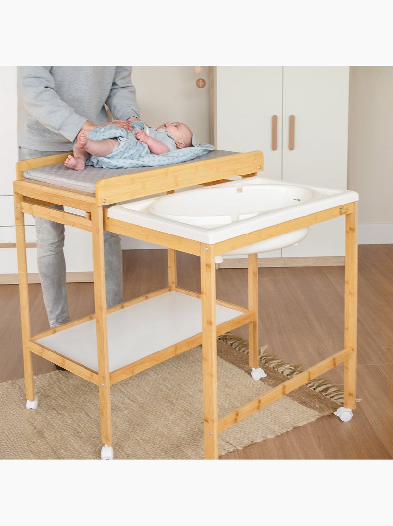 Fasciatoio estensibile con vaschetta + Materassino fasciatoio “roba Style” – Bicolore Legno naturale - Kiabi