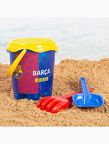 Fc barcelona cubo da spiaggia con pallone e accessori della squadra