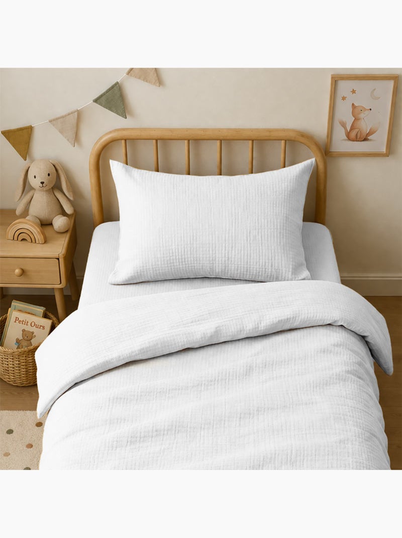 Federa in Mussola di Cotone Bio Bianco Bianco - Kiabi