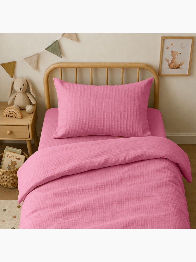 Federa in Mussola di Cotone Bio Rosa Rosa - Kiabi
