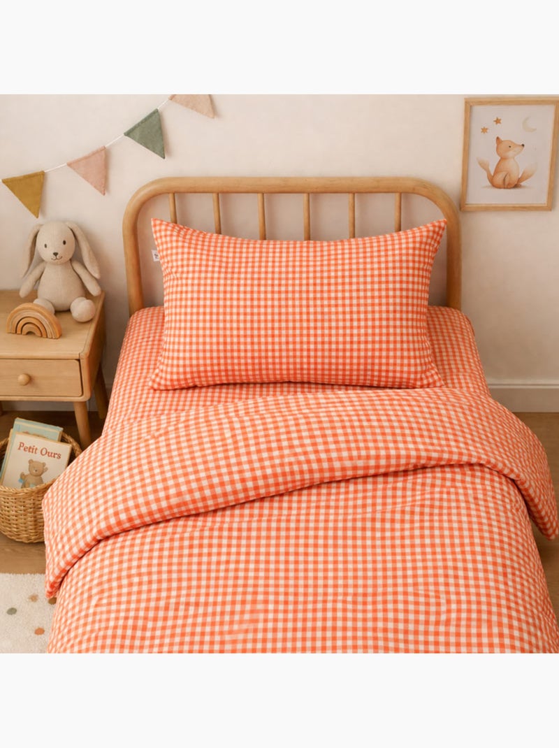 Federa in Mussola di Cotone Bio Vichy Arancione - Kiabi