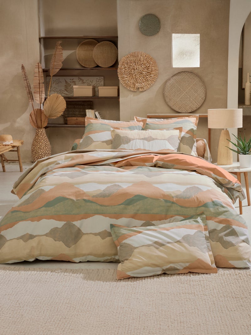 Federa in percalle di cotone con paesaggio astratto Beige - Kiabi